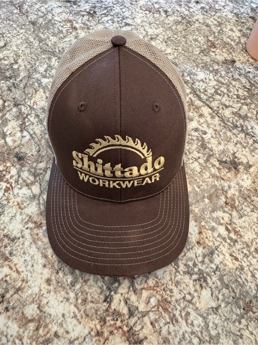 Shittado Workwear Brown and Tan Mesh Back Trucker Hat